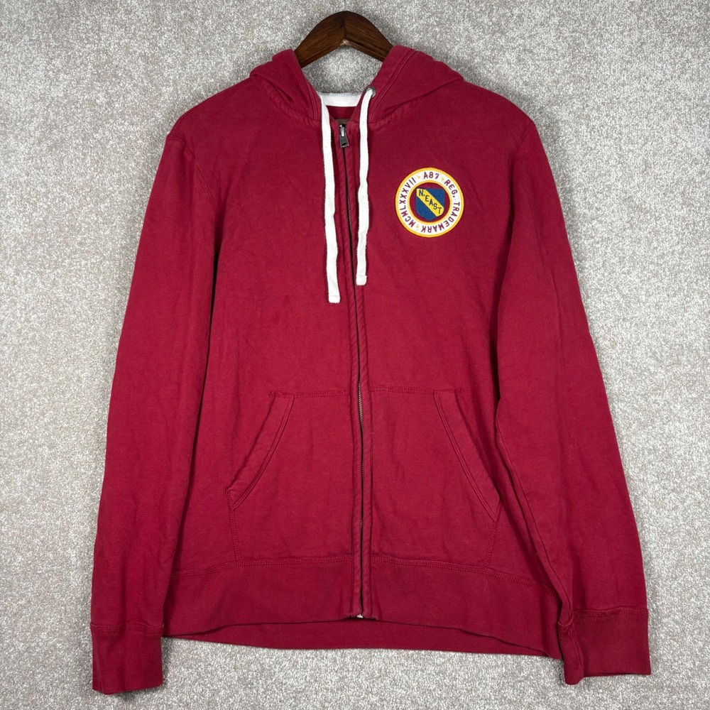 Aeropostale Mens Red A87 Crest Full Zip Hoodie Fleece Sweatshirt Large